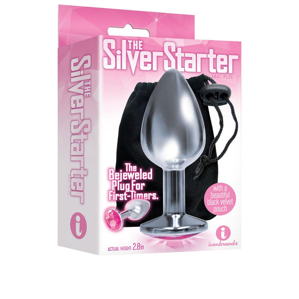 The 9's The Silver Starter Bejeweled Stainless Steel Plug w/Pink Jewel