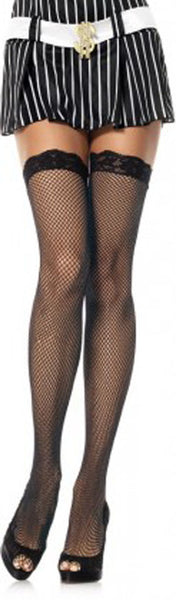 Sheer Fishnet Stockings with Stretch Lace Top