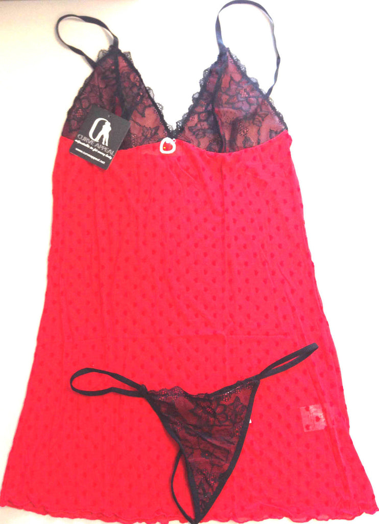 Plus Size Heart & Lace Babydoll & G String